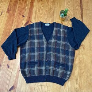 VTG MerinoFur Cardigan Merino Lambswool Possum Fur Silk New Zealand Men’s MED